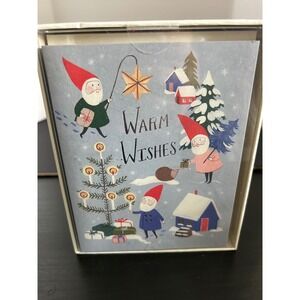 Greeting Cards Christmas Blue Red Cap Cards Warm Wishes Gnomes Set World Market
